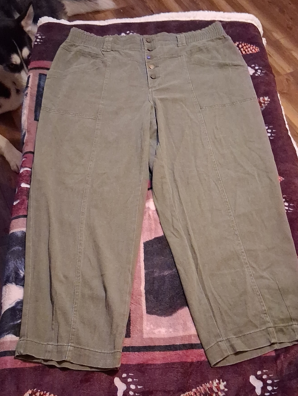 Knox Rose Olive Green Cargo-Style Button-Fly Women Pants